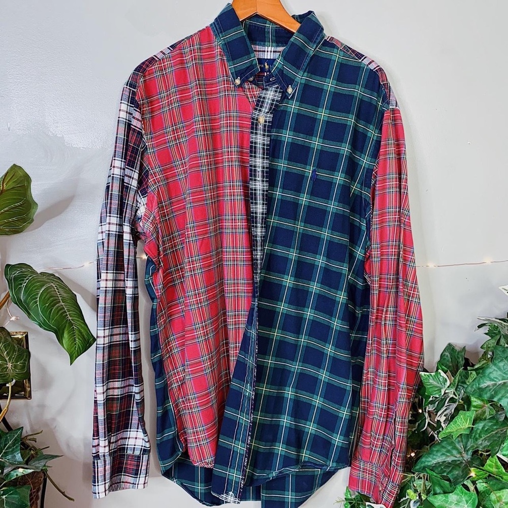 Modern Ralph Lauren Multicolor Colorblock Flannel Patterned Button Up Flannel